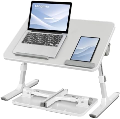 SONGMICS Laptop Bed Desk, Adjustable Lap Desk for Bed with 6 Heights
