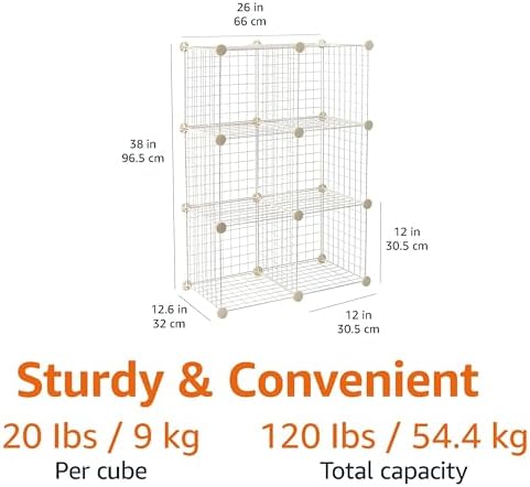 Amazon Basics Cube Wire Grid, 6-Cube, 12 x 12-Inches, White