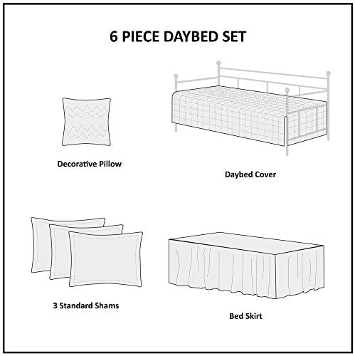 Madison Park Coastal Damask Quilted Daybed Cover Set, 6PC, 39"x75"
