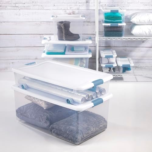 Sterilite Latching Box with Lids for Home and Office, 32 Quart, 6-Pack