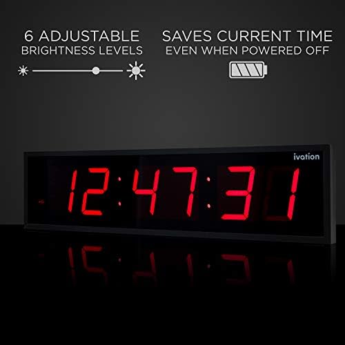 Ivation Oversized Digital Wall Clock with Large LED Display & Timer, 48"