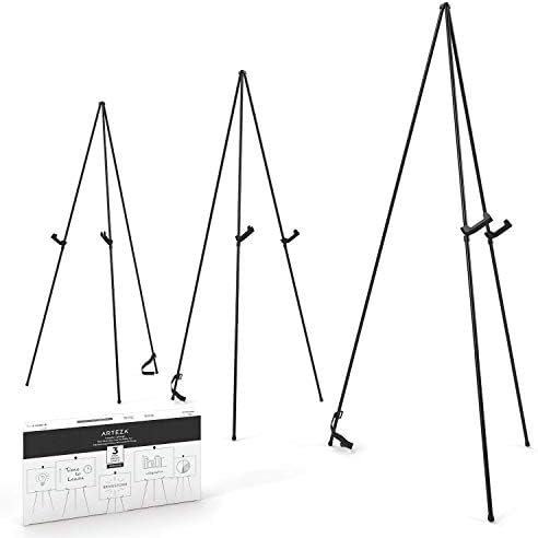 ARTEZA Display Stand, Pack of 3, 63-Inch Height, Black, Portable Easels for Trade Shows, Presentations, Art Displays