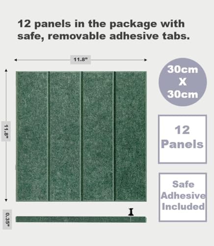 Felt Bulletin Board Tiles | Modern Cork Board Alternative | Large Cork Boards for Walls | Aesthetic Felt Wall Panels for Office & Home Decor | Pinboard & Photo Board (12-Pack) | Tree