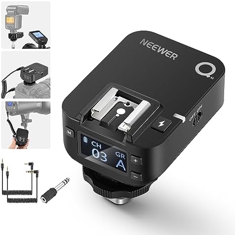 NEEWER QR 2.4G Wireless Flash Receiver for NEEWER QPRO-C, QPRO-N, QPRO-S Triggers, Single Contact with 2.5mm Sync Port, Hot Shoes, 1/4" Thread, Compatible with Godox Yongnuo NEEWER Vision4 S101 NW700