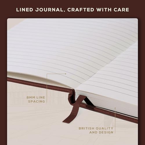 BEECHMORE BOOKS A4 8.5x11.5 Lined Leather Journal For Men 120 GSM, Gift Box