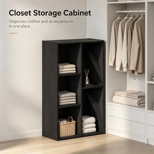 5-Cube Open Shelf Multipurpose Closet & Clothing Storage, Organizer, Blackwood