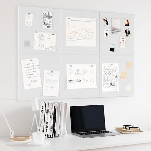 Neatsure Large Cork Board for Wall, 36" x 24" White Bulletin Board with Pushpins, 6 Panels Felt Tiles Tack Push Pin Board for Office