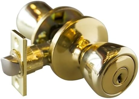 Design House Terrace Keyed Entry Door Knob, Polished Brass