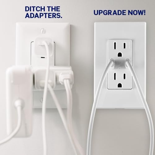 Leviton T5634-T 60W (20V@2.5A+ 5V@2A) USB Dual Type A/Type-C Power Delivery in-Wall Charger with 15A Tamper-Resistant Outlet, USB Charger for Smartphones, Tablets, Laptops, Light Almond