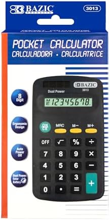 BAZIC Products 8-Digit Pocket Calculator, Black