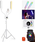 NEEWER RGB Esthetician Light Kit Upgraded with Phone APP Control/Touch Bar, Separate Control Dual Arm LED Video Light w Phone Holder/Stand/Travel Bag, 2500K-10000K 18 Scenes for Tattoo Lash, BH40C