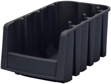 Akro-Mils 30716 Economy Stacking Shelf Plastic Storage Bins, (12-Inch x 6-5/8-Inch x 5-Inch), Black (10-Pack)