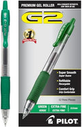 PILOT G2 Premium Retractable Rolling Ball Green Gel Pens, 0.5mm, 12-Pack