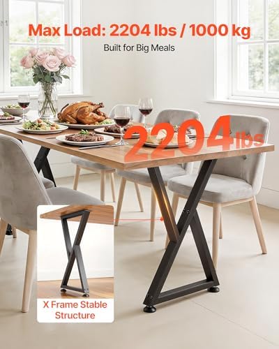 VEVOR Table Legs, 29.1" H x 18.6" W Steel Furniture Legs, Modular Design, Easy Assembly, 2204 lbs Max Load Heavy Duty, Z Shape for Home Office Desk DIY, Coffee Dinner Tables, Workbench,2 PCS, Black