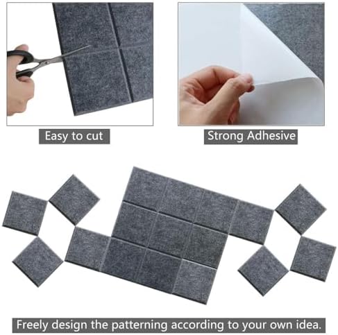 Large Cork Board Felt Board Tiles for Walls with 30 Push Pins, 11.8"x11.8" Pack of 6 Pin Board Notice Boards for Home Office Kitchen, Bulletin Board Wall Tiles for Photos Memos