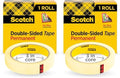Scotch Double Sided Tape, 1/2 in x 900 in, Permanent, 1/Pack (665) (Pack of 2)