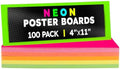 Hygloss Small Poster Board 4x11 - 100 Assorted Neon Color Bulk Pack - 10 Pt. Thickness Colored Poster Board Paper for Projects, Flash Cards, Signs - Posterboard Multipack 4" x 11"