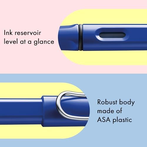 LAMY safari blue - Fountain Pen with ergonomic grip & polished Left-Handed steel nib (LH) in size M - ideal for any Writing & Calligraphy - including LAMY T 10 blue cartridge
