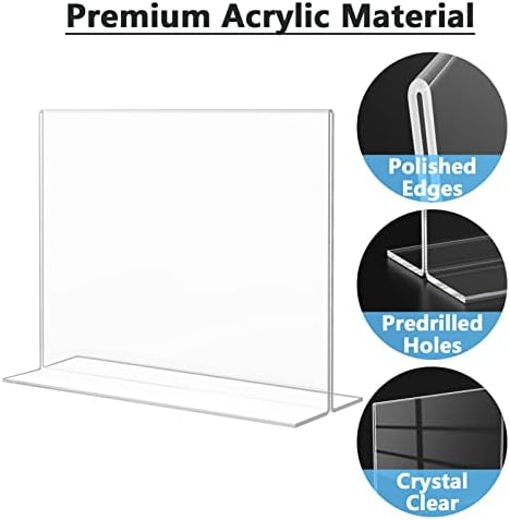 MaxGear Acrylic Sign Holder 8.5x11 Horizontal 6 Pack, Double-Sided Display