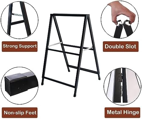 YDisplay A Frame Sidewalk Sign 24x36 inches Sandwich Board Signs Outdoor Heavy Duty Double-Sided,including 2 Anti-Glare Covers & Corrugated Boards for Business Indoor Outdoor,Black