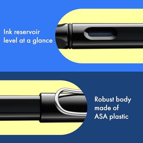 LAMY safari black - Fountain Pen with ergonomic grip & polished steel nib in size M - ideal for any Writing & Calligraphy - including LAMY T 10 blue cartridge - Right-Handed