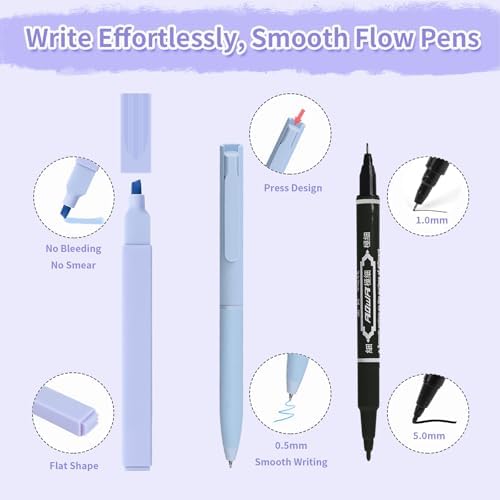91 Pcs Book Annotation Kit, Aesthetic Pens and Highlighters Set, Transparent Sticky Notes for annotating, Sticky Tabs for Books, Reading Book Stickers for Book Lover, Bible Study Supplies Bookworm