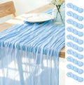 Light Blue Cheesecloth Table Runner Fall Boho Wedding Birthday Home Decor