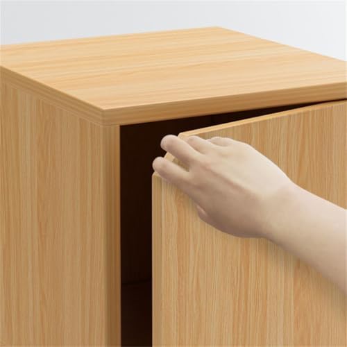 Timber Vertical or Horizontal Organizing Shelf with 1 Cabinet Closed Back Modular Cube Storage Unit Book Storage Bookshelf Glass Small Bookcase Square Grid Cabinet White with Shelves Wood Door