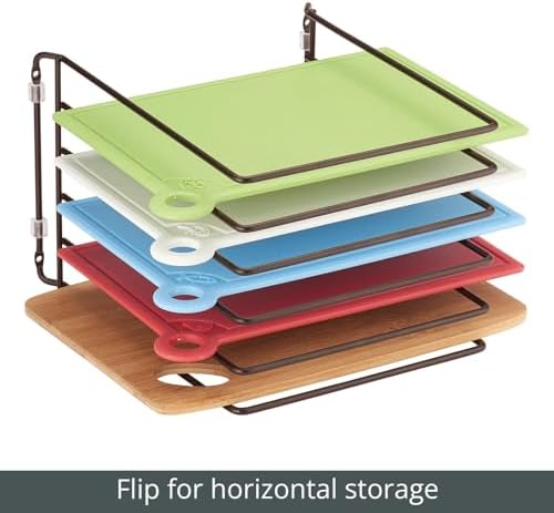 mDesign Pot Lid and Pan Rack — Metal Wire Rack for Cabinets, Pantries or Kitchen Surfaces — Freestanding Pan Stand with 5 Slots for Pans, Pots, Lids and Crockery — Black
