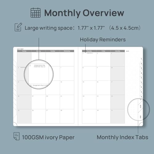 POPRUN 2027 Planner Weekly and Monthly, 8.5" x 10.5", Daily Calendar Book