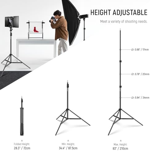 NEEWER Photography Light Stand, 7 Feet / 210cm Aluminum Alloy (2 Pieces)