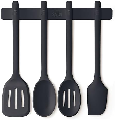 bella 5 Piece Tool Set with Magnetic Rack, Non-toxic, Food-grade, Slate