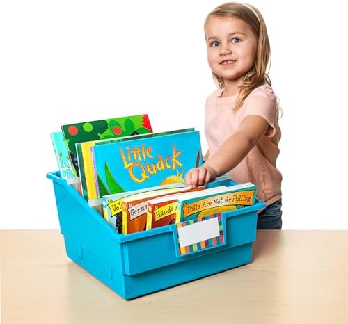 Really Good Stuff Neon Picture Book Classroom Library Bins, 4 Pack