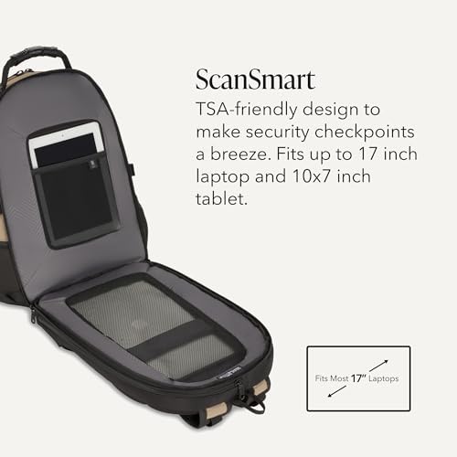 SWISSGEAR 1900 ScanSmart Laptop Backpack, Fits Most 17-Inch Laptops, TSA-Friendly Lay-Flat Design, RFID Protection, and Tablet Pocket, Black, 31L, 18.5-Inch