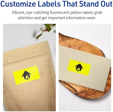 Avery® Printable Rectangle Labels, Sure Feed® Technology, 1" x 4", Neon Yellow Labels, Laser/Inkjet Printable, 800 Total, Great for Mailing and Cosmetics