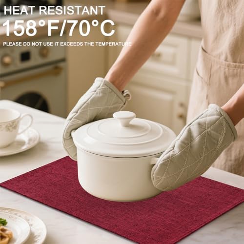 Homaxy Cloths Placemats for Dining Table Set of 4, 13" x 19", Red