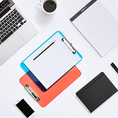 Amazon Basics Colorful, Sturdy, Lightweight Plastic Clipboards, Letter Size, Assorted Colors, Pack of 6