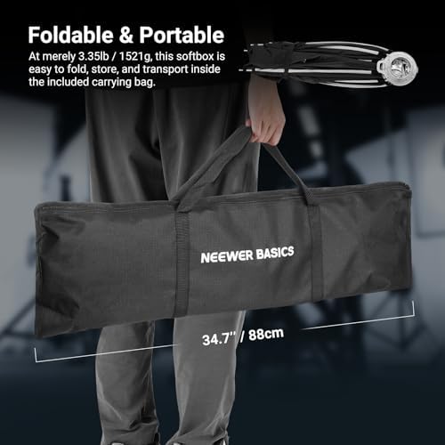 NEEWER BASICS Parabolic Softbox, 47.2" Bowens Mount Soft Box, Light Diffusers/Grid/Bag, Compatible with Aputure 150c Compatible with Godox SL60w NEEWER FS300C FS230C FS150B HB80C CB200C Q6 Q300, NS66P