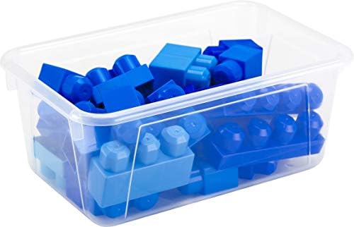 Storex Small Cubby Bins – Plastic Storage Containers for Classroom, 12.2 x 7.8 x 5.1 inches, Translucent, 5-Pack (62461A05C)