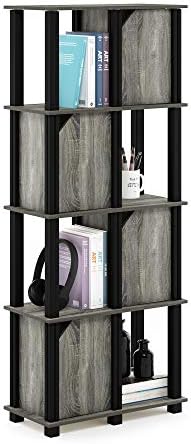 Furinno 19211GYWBK Brahms Storage Shelf, 5-Tier, French Oak Grey/Black
