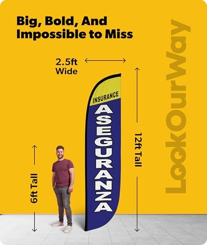 LookOurWay Financial Service Insurance Aseguranza Feather Flag, 12 Ft