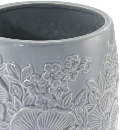 Nicole Miller – Wastebasket, Floral Ceramic with Hand-Painted Accents, Elegant Home Decor – Perfect for Bathroom, Bedroom or Office (Camille)