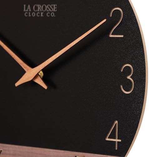 La Crosse Clock 404-3630C 12 inch Dark Sierra Wood Analog Quartz Wall Clock