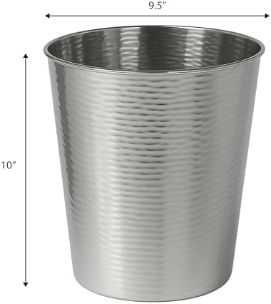 happimess Remi 2.1 Gal Textured Steel Wastebasket, Polished Steel, Set of 2