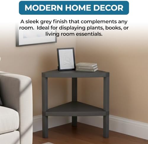 Honey-Can-Do Grey 2-Tier Corner Shelf
