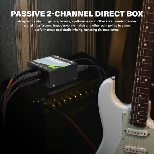 Bolanle DB2 Passive 2-Channel DI Box, Reamp Hum Eliminator XLR Stereo