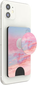 PopSockets Adhesive Phone Wallet with Grip- Pink Clouds | PopWallet, Holds 3-5 Cards, Swappable Top, Kickstand, Pink, Phone, Women