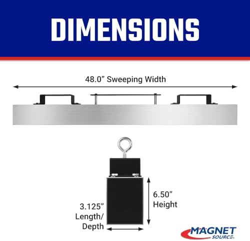 Master Magnetics Magnetic Floor Sweeper - Hang-Type for Forklift, 48" Sweeping Width, Quick Release, MRHS48RXC