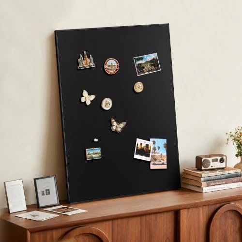 SELEAD Linen Bulletin Board 30” x 20” - Black Aluminum Frame, Black Fabric