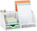 Mind Reader 7-Compartment Desktop Organizer, Metal Mesh, White